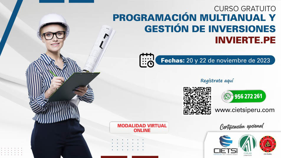 Curso Gratuito ProgramaciÓn Multianual Y GestiÓn De Inversiones Invierte Pe 2023 Cietsi 